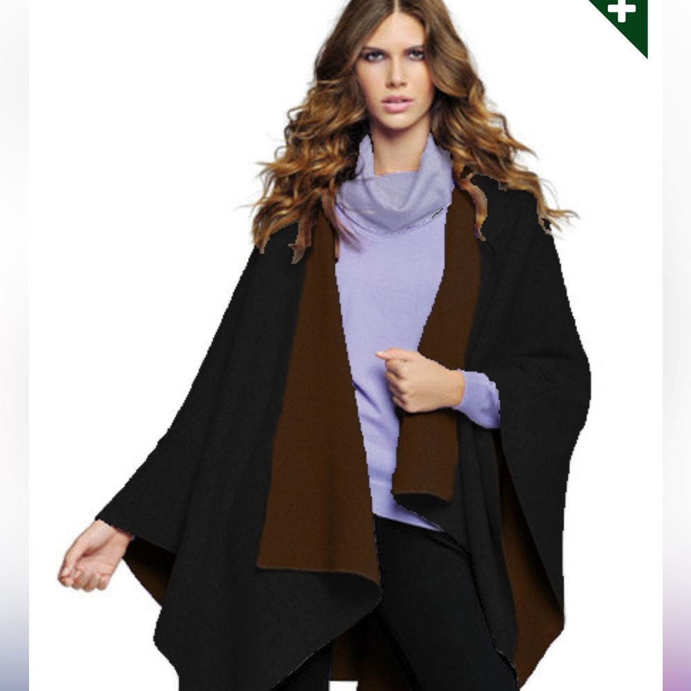 JUST BIRDIE Two Tone Cape. Black/Brown.  One size.